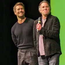 Glen Powell and Richard Linklater at the Hitman Q&A