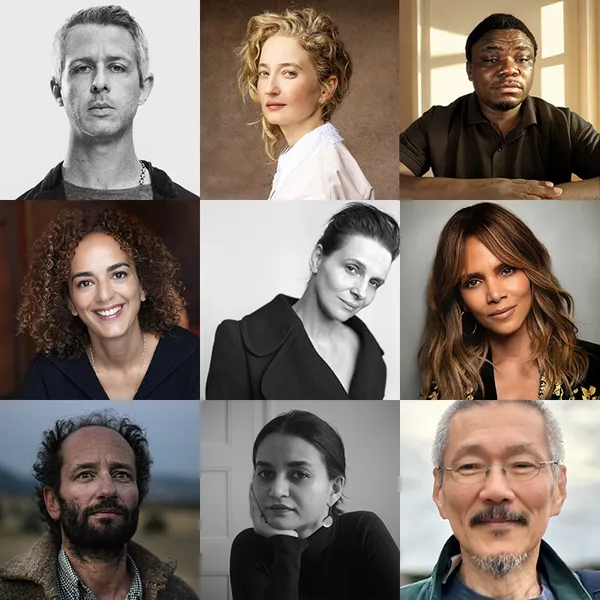 Top from left to right: Jeremy Strong © Paola Kudacki / Alba Rohrwacher © Stephanie Gengotti / Dieudo Hamadi © Gertrude / Leïla Slimani © Francesca Mantovani - Gallimard /  Juliette Binoche © Brigitte Lacombe / Halle Berry © Randy Holmes ABC / Carlos Reygadas © DR / Payal Kapadia © Ranabir Das / Hong Sangsoo © DR