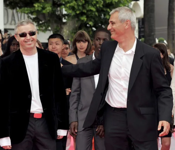 Robin Campillo and, right, Laurent Cantet at the Cannes Film Festival