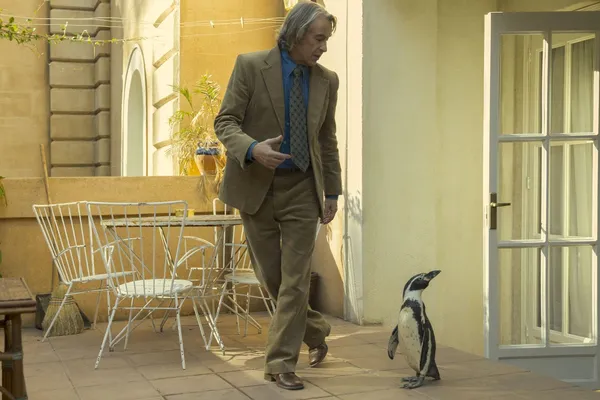 Steve Coogan as Tom Michell and Baba/Richard as Juan Salvador in The Penguin Lessons
