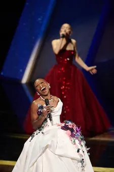 Cynthia Erivo and Ariana Grande perform onstage during the live ABC Telecast of the 97th Oscars® at the Dolby® Theatre at Ovation Hollywood on Sunday, March 2, 2025.