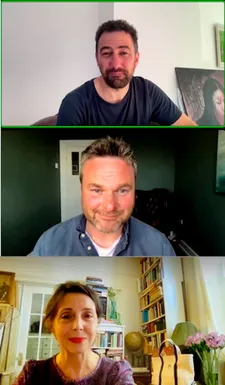 Adam Patterson with Declan Lawn and Anne-Katrin Titze on James Norton’s specialty dish: “The bolognese came at the script stage and then it won well because James in real life is a great eater.”