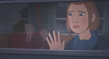 Charlotte wave goodbye to her father and stepmother