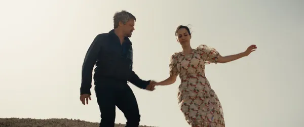 Filmmaker Y (Avshalom Pollak) with Yahalom David (Nur Fibak), an officer for the Ministry of Culture in Nadav Lapid’s tightly-wound musical drama Ahed’s Knee (Ha'berech)