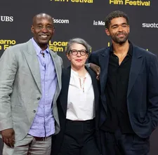 Rob Morgan, Petra Volpe and Ben Adir on the Locarno red carpet