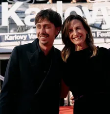 Director Nathan Ambrosioni and Camille Cottin take a bow at Karlovy Vary International Film Festival