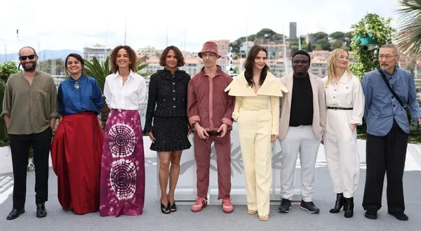 Cannes Jury, from left: Carlos Reygadas, Payal Kapadia, Leila Slimani, Halle Berry, Jeremy Strong, Juliette Binoche, Dieudo Hamadi, Alba Rohrwacher, Hong Sangsoo