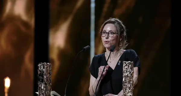 Emotional moment as director Carine Tardieu receives the César for best film at last night’s ceremony in Paris