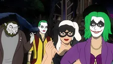 From left to right, Nathan Faustyn as The Penguin, Kane Distler as Mr. J, Daniella Baker as Catwoman and Vera Drew as Joker the Harlequin, in The People's Joker.