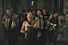 ‪Denis Lavant‬ at intermission in Leos Carax's Holy Motors