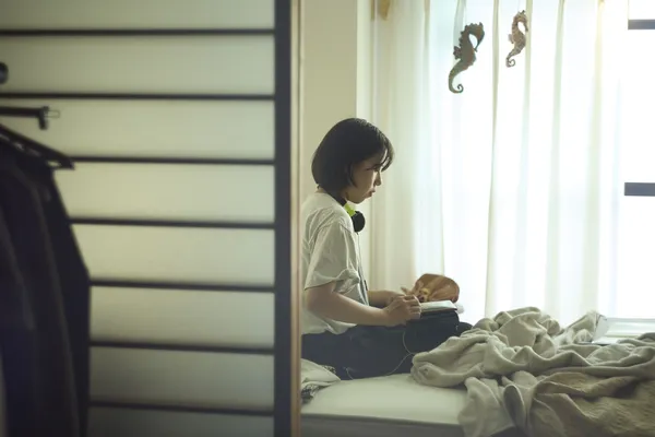 Director Eriko Katagiri on the set of When You Open The Door