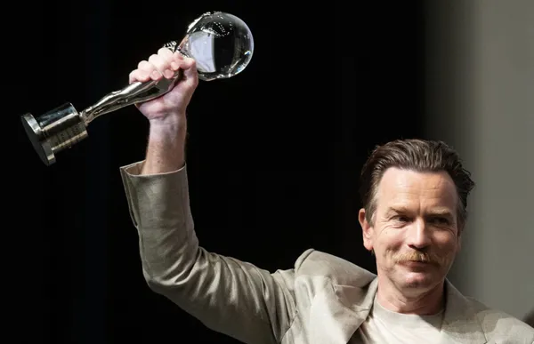 Ewan McGregor with his Crystal Globe