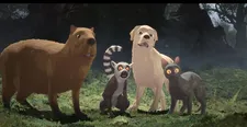 Capybara, Lemur, Retriever, and Cat against all odds band together in Flow