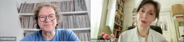Tribeca Festival Artistic Director Frédéric Boyer with Anne-Katrin Titze: ”25 years!!! I think the mood for Tribeca is very positive. Seriously, I’m not promoting.”