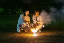 Fumi (Guama Uchida) and Natsu (Ai Mikami) with sparklers
