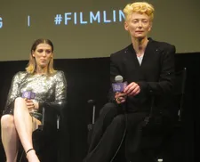Honor Swinton Byrne with Tilda Swinton at The Souvenir New York preview