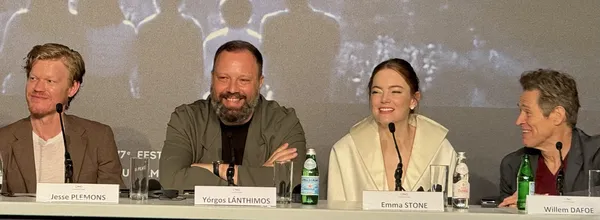 Jesse Plemons, Yorgos Lanthimos, Emma Stone and Willem Dafoe