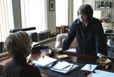 Dolly Wells on Lee Israel (Melissa McCarthy) with Marjorie (Jane Curtin) and a stolen coat: "She is very careful because she doesn't wear it when she goes to see her agent."