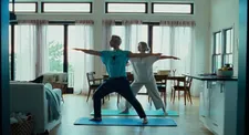 Alex (Joseph Longo) with his mother Bettina (Barbara Sukowa) practicing yoga