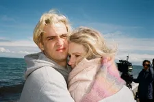 Joseph Longo with his co-star Barbara Sukowa on the set of We’re Not Done Yet