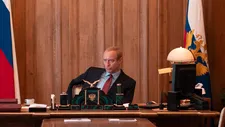 Jude Law as Vladimir Putin in The Wizard Of The Kremlin