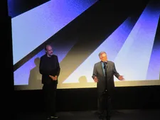 Kent Jones with Francis Ford Coppola as he presents a special screening of The Cotton Club Encore at Alice Tully Hall during the 57th New York Film Festival