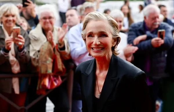 Kristin Scott Thomas with crowd in Dinard. 'I wanted to put the record straight to say that you can recover from a tragic childhood and come out the other side'