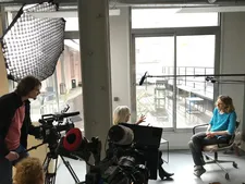 Mia Hansen-Løve on the set with Searching For Ingmar Bergman director Margarethe von Trotta