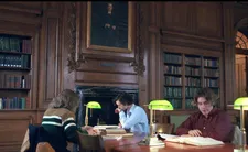 Jason (Michael Provost), Angus (Dominic Sessa), and Kountz (Brady Hepner) studying
