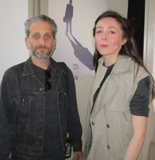 Michael Sládek and Anne-Katrin Titze with Max von Sydow poster at BAM. Photo by Sandy Sawotka.