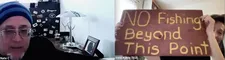 Nate Carlson on Anne-Katrin Titze’s NO Fishing Beyond This Point sign: “Wow, where did you find that?”