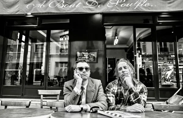 Director Richard Linklater, right, and his 'perfect' Jean-Luc Godard played by Guillaume Marbeck