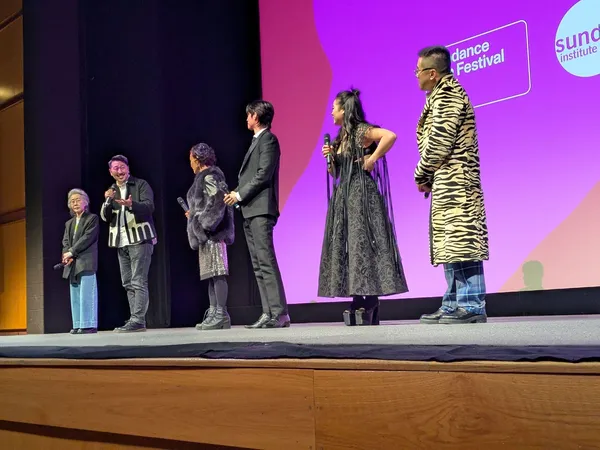 Youn yuh-jung, Andrew Ahn, Joan Chen, Han Gi-chan, Kelly Marie Tran and Bowen Yang at the film's premiere