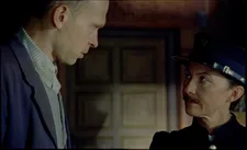Joseph Marti (Piotr Trojan) with the postmaster (Anka Sasnal)