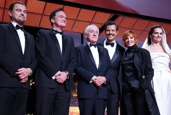 From left: Leonardo DiCaprio, Quentin Tarantino, Robert De Niro, Laurent Lafitte, Mylène Farmer and Juliette Binoche at the opening ceremony of the 78th edition of the Cannes Film Festival