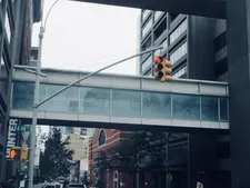 Robert Longo installation American Bridge Project on the Hunter College Sky Bridges (2017)