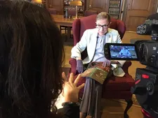 Ruth Bader Ginsburg being filmed for Making The Case