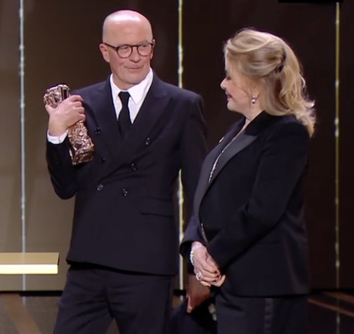 The president of this year’s Césars Catherine Deneuve bestowed the Best Film César to Jacques Audiard for Emilia Pérez