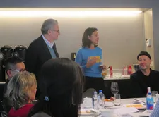 P‪resident of uniFrance‬, Serge Toubiana and Executive Director of uniFrance, Isabelle Giordano with Mikhaël Hers at Rendez-Vous With French Cinema