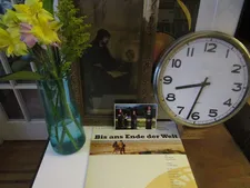 Anne-Katrin Titze’s Still Life with Wim Wenders postcard Two Or Three Things I Know About Edward Hopper, featuring Tom Farrell and Bis ans Ende der Welt Soundtrack LP