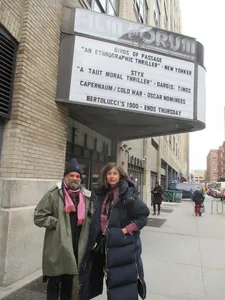 Susanne Wolff and Wolfgang Fischer under the Film Forum marquee