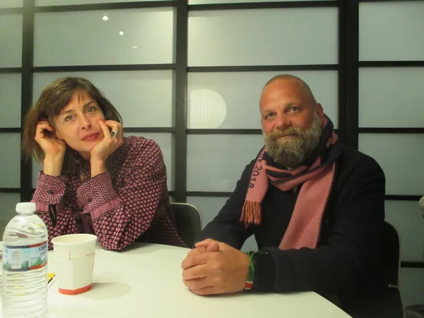 Susanne Wolff with Styx director Wolfgang Fischer on rescuing Kingsley (Gedion Oduor Wekesa): "I remember that we had a rehearsal to check out how difficult it is."
