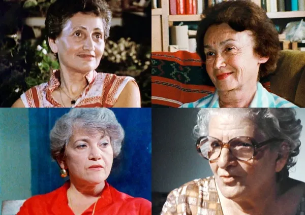 ‪Claude Lanzmann‬'s Les Quatre Soeurs (The Four Sisters) clockwise from top left - Ruth Elias in Le Serment d'Hippocrate (The Hippocratic Oath); Hanna Marton in L'arche De Noé (Noah's Ark); Ada Lichtman in La Puce Joyeuse (The Merry Flea); Paula Biren in Baluty
