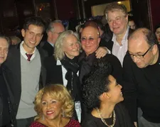 Steve Buscemi, Peter Cincotti, Glenn Close, Paul Shaffer, Robert Wuhl, with Showbiz 411's Roger Friedman greeting Judith Hill and Darlene Love at the celebration for 20 Feet From Stardom.