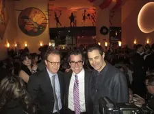 Tom McCarthy (plays Dr. Warren in The Friend) with his Spotlight star Brian d'Arcy James and screenwriter Josh Singer