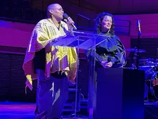 Toshi Reagon with Shanta Thake presenting the inaugural American Songbook Award to Fanny