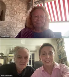 Vera Brandes with music producer and 99 Records founder Ed Bahlman and Anne-Katrin Titze on watching Mala Emde play her: “I said, Mala, you're doing a great job. It's all yours now.”