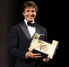Tom Cruise with his honorary Palme d'Or