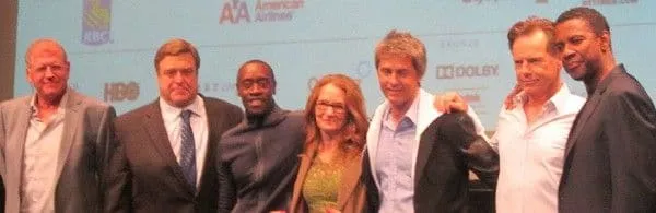 Flight director Robert Zemeckis with John Goodman, Don Cheadle, Melissa Leo, writer John Gatins, Bruce Greenwood and Denzel Washington