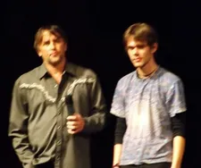 Richard Linklater and Ellar Coltrane at the premiere of Boyhood at Sundance Film Festival 2014.